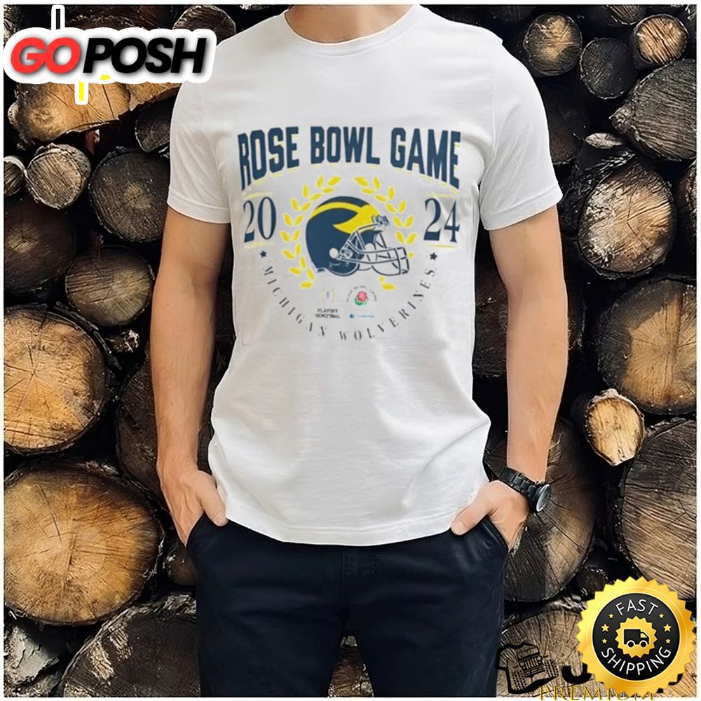 Michigan Wolverines 2025 Helmet Cfp Rose Bowl Game Bound Shirt