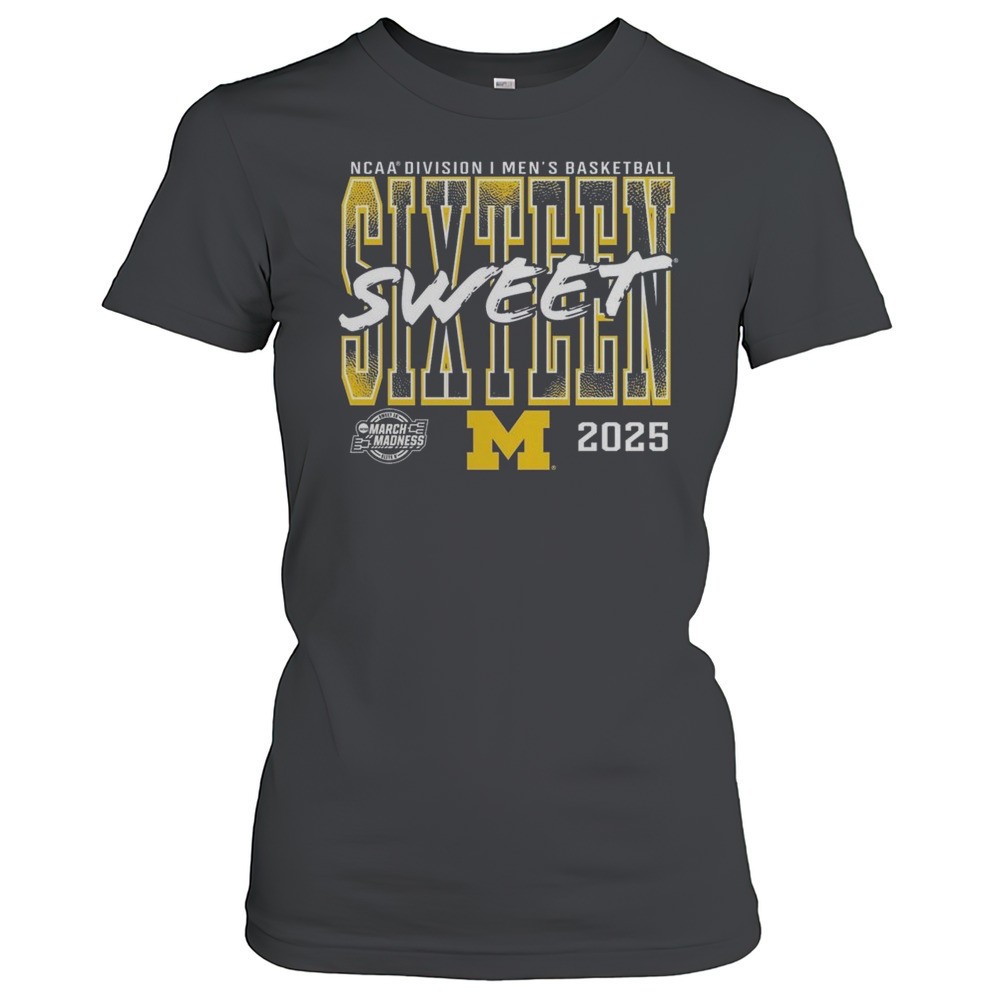 michigan-wolverines-2025-ncaa-mens-basketball-tournament-march-madness-sweet-16-pru49aom Michigan Wolverines 2025 NCAA Mens Basketball Tournament March Madness Sweet 16 Shirt