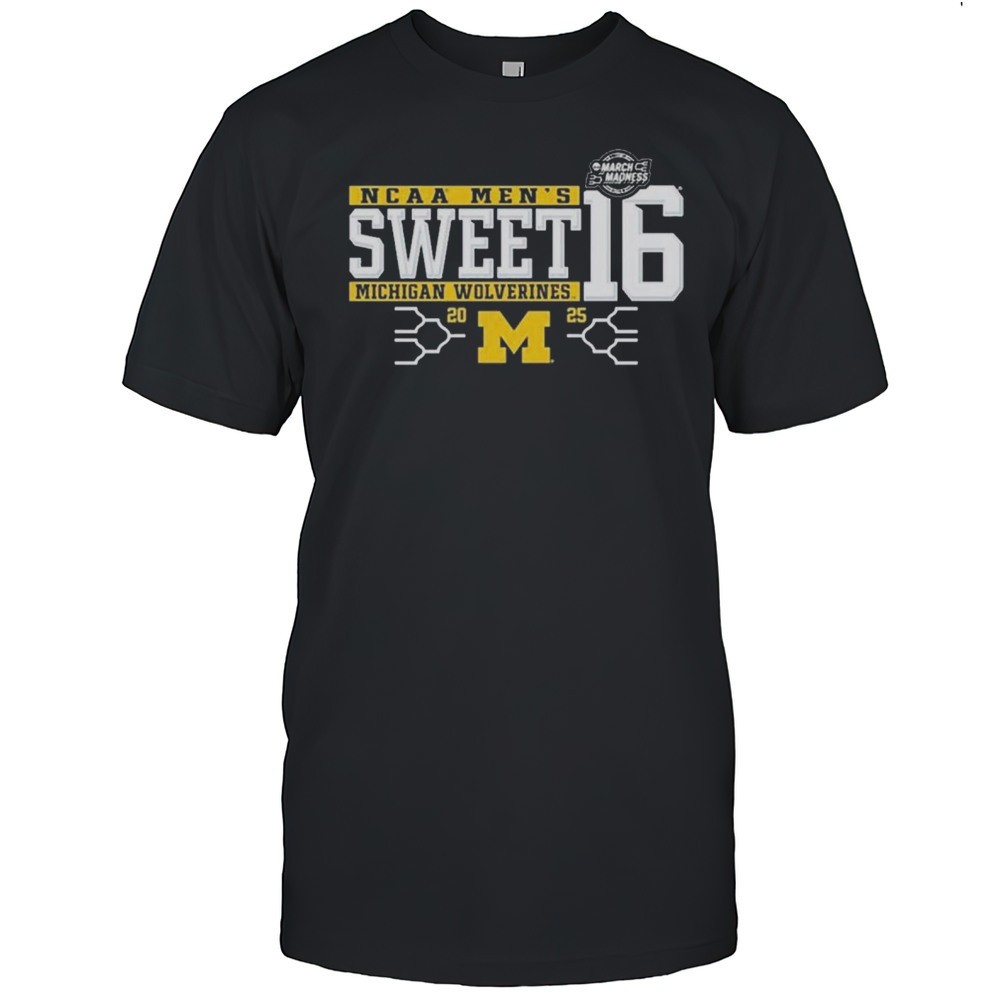 michigan-wolverines-basketball-ncaa-mens-mbb-sweet-16-bound-march-madness-2025-l-gxv6qppv Michigan Wolverines Basketball NCAA Mens MBB Sweet 16 Bound March Madness 2025 Logos T-shirt