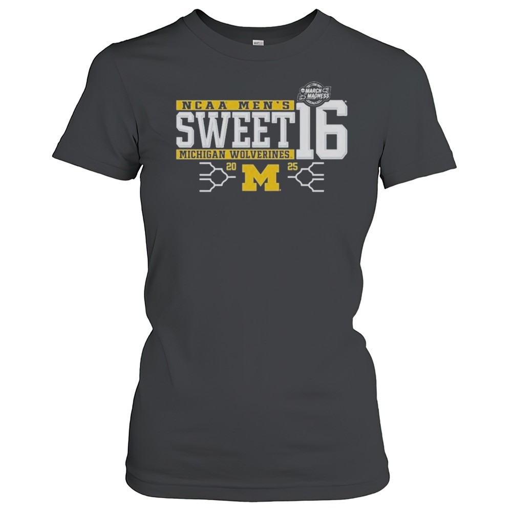michigan-wolverines-basketball-ncaa-mens-mbb-sweet-16-bound-march-madness-2025-l-gxv6qppv Michigan Wolverines Basketball NCAA Mens MBB Sweet 16 Bound March Madness 2025 Logos T-shirt