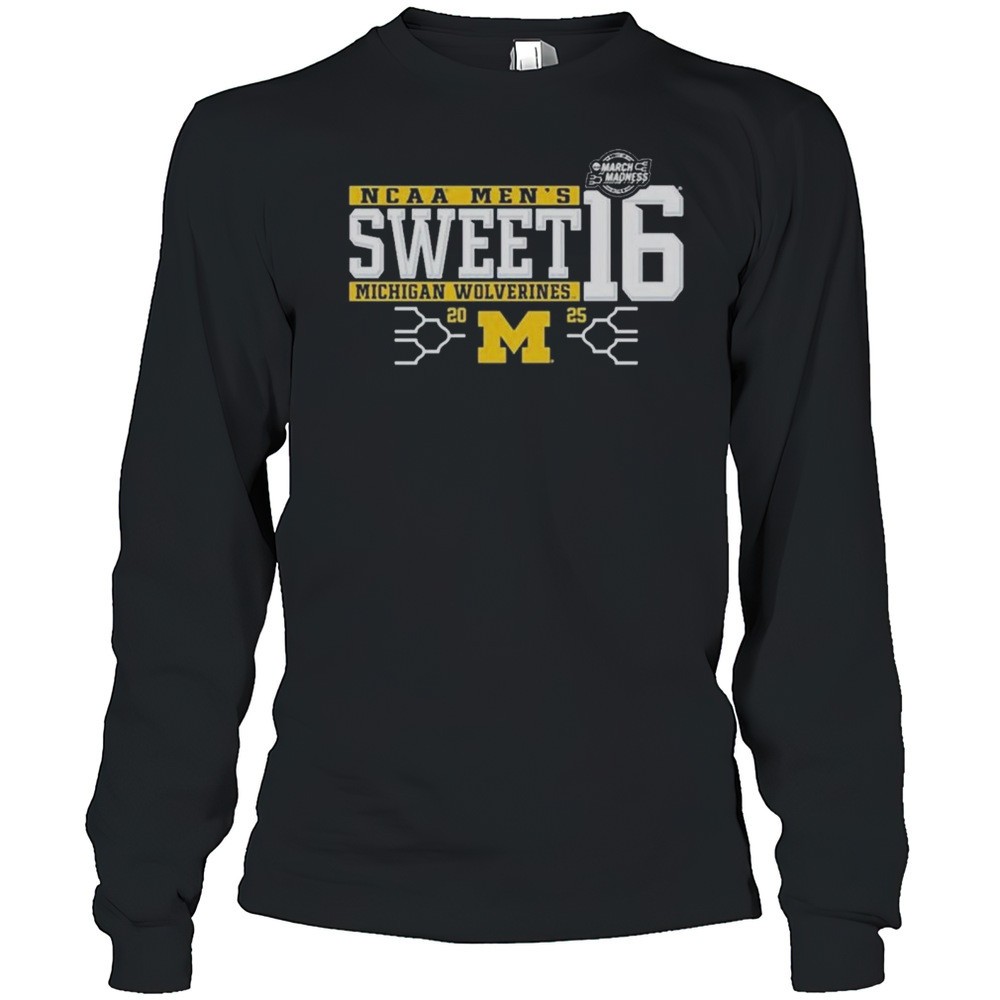 michigan-wolverines-basketball-ncaa-mens-mbb-sweet-16-bound-march-madness-2025-l-gxv6qppv Michigan Wolverines Basketball NCAA Mens MBB Sweet 16 Bound March Madness 2025 Logos T-shirt