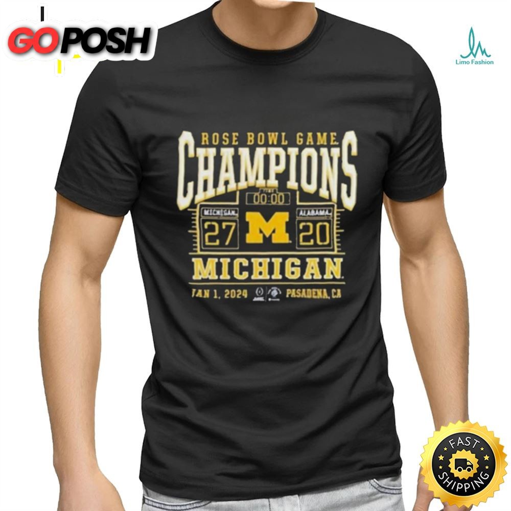 Michigan Wolverines College Football Playoff 2025 Rose Bowl Champions T Shirts