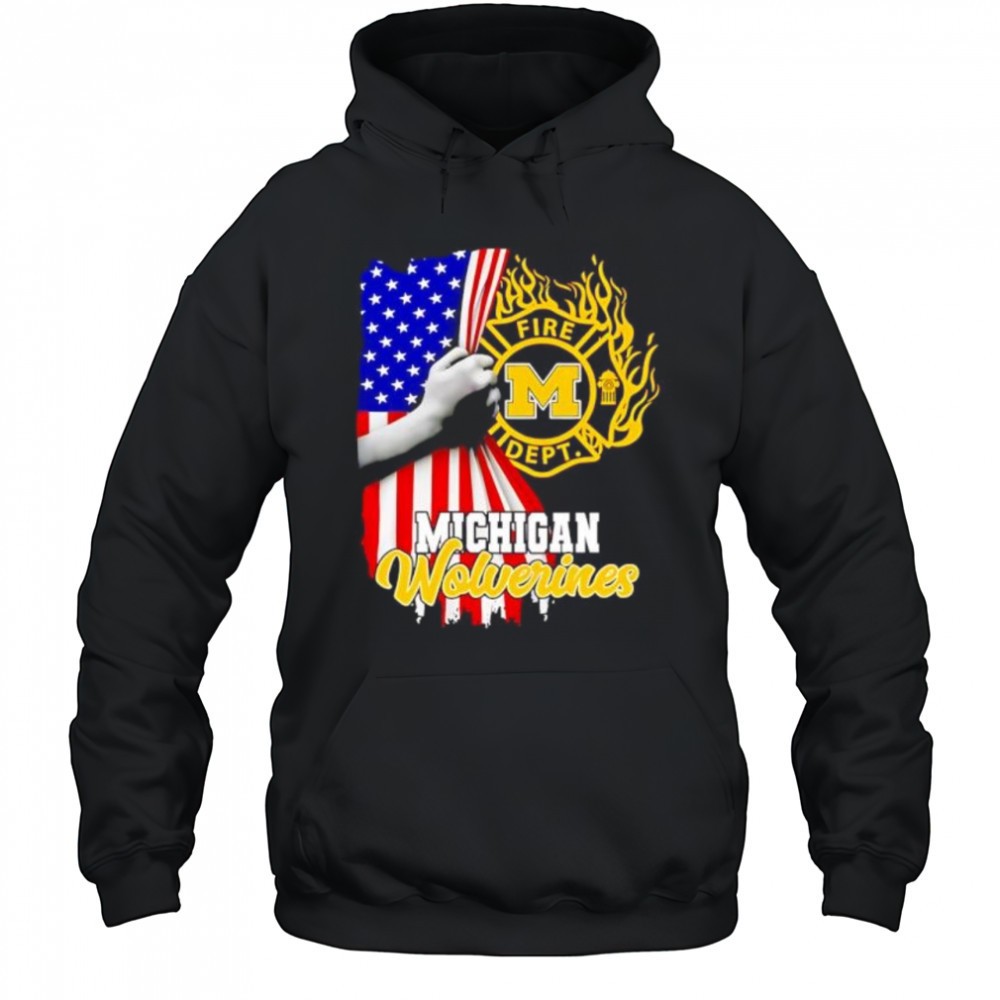 Michigan Wolverines Fire Dept American Flag shirt
