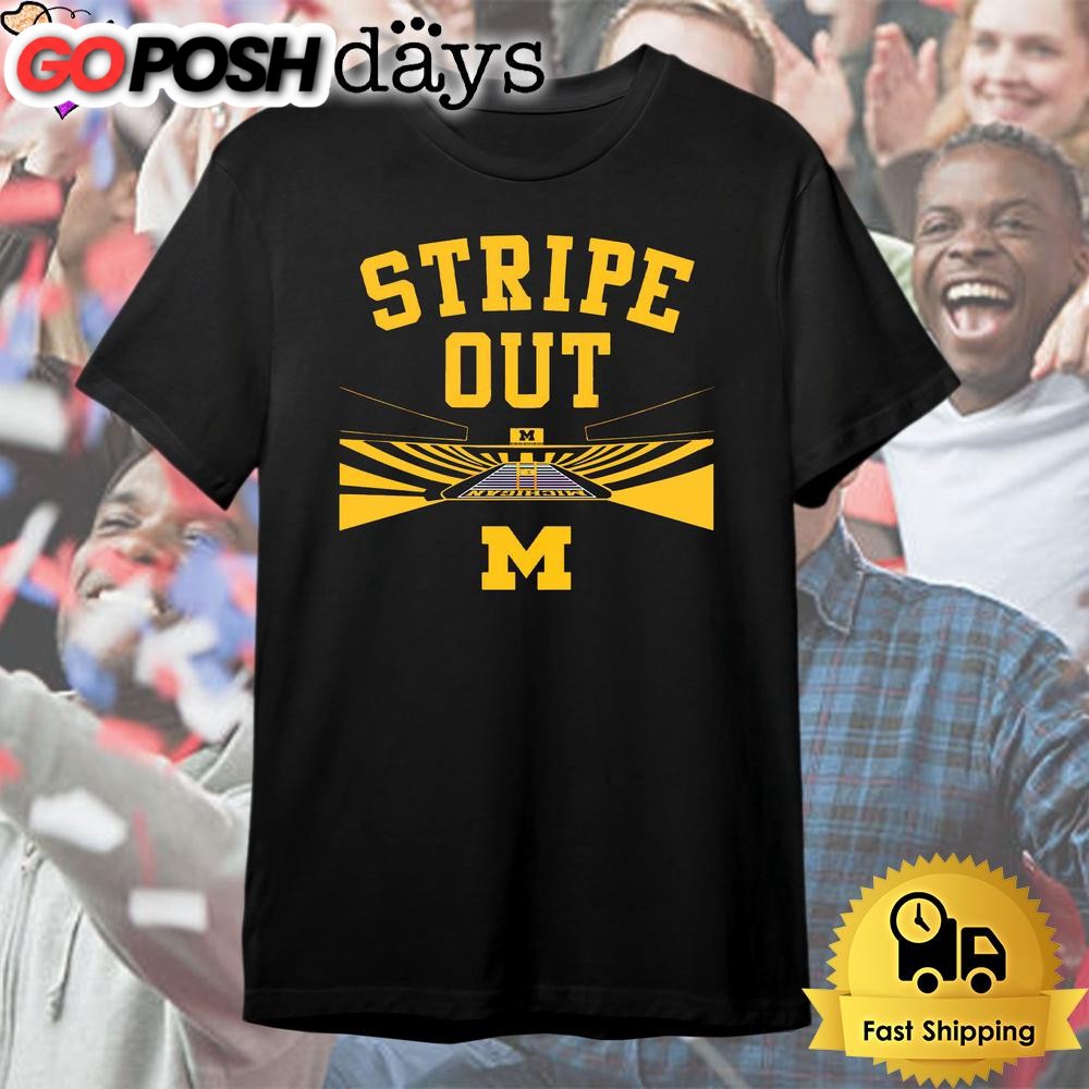 Michigan Wolverines Football Big House Stripe Out T Shirt