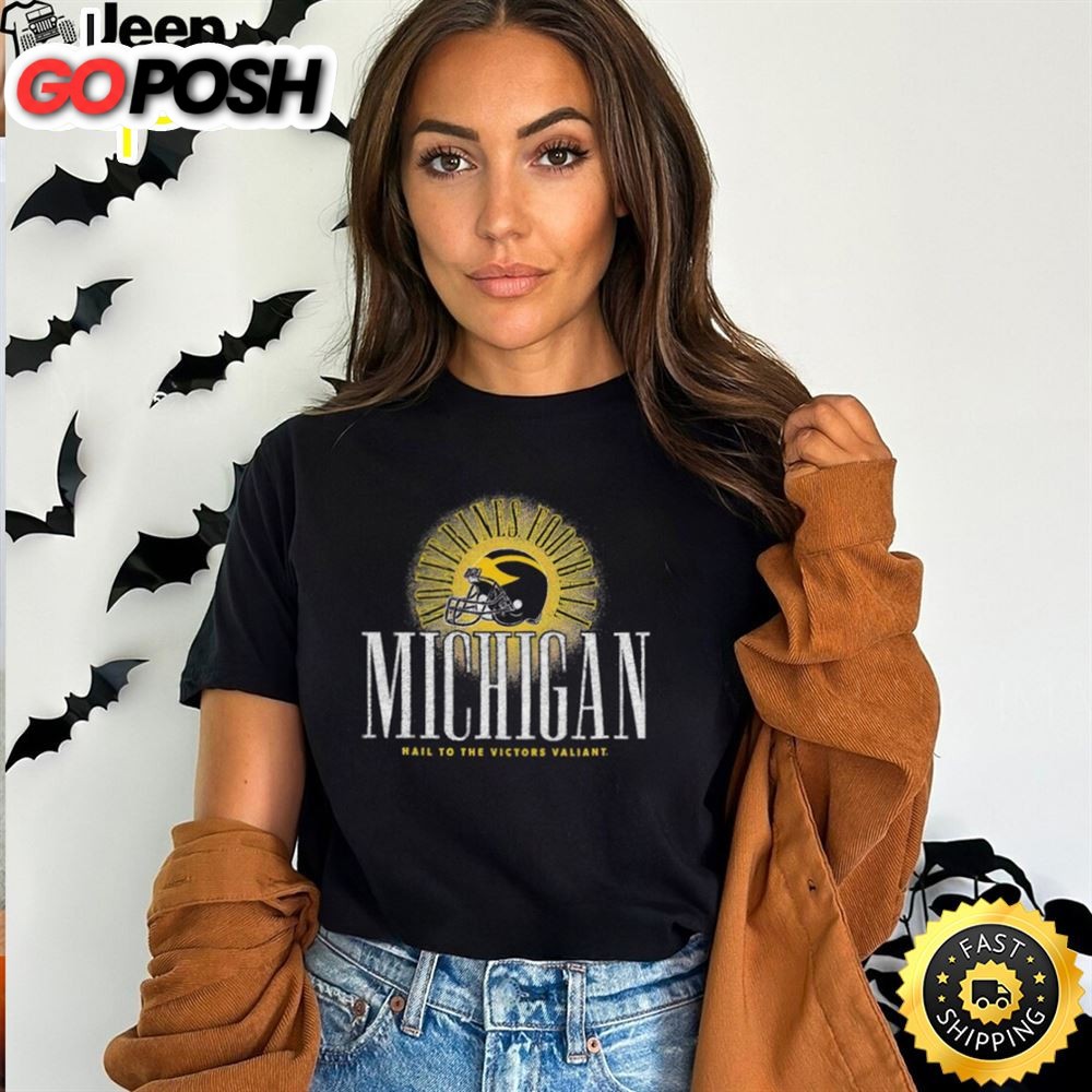 Michigan Wolverines Football Hail To The Victors Valiant Winged Helmet Shirt