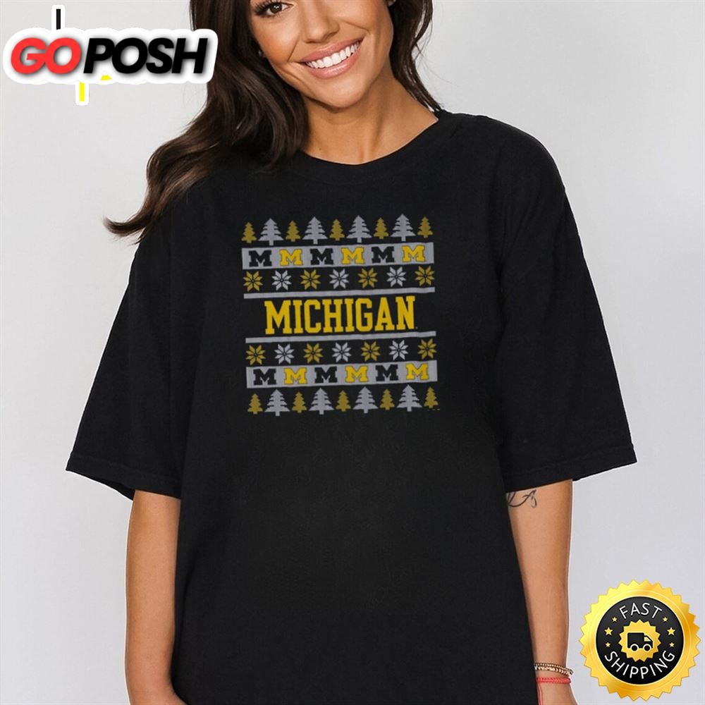 Michigan Wolverines Holiday Christmas Tree T Shirt