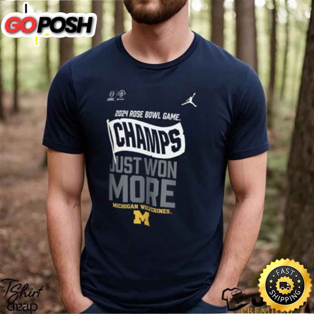 Michigan Wolverines Jordan Brand College Football Playoff 2025 Rose Bowl Champions Locker Room T Shirt