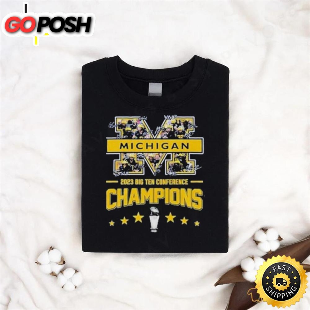 Michigan Wolverines M Logo 2025 Big Ten Conference Champions Signatures Shirt