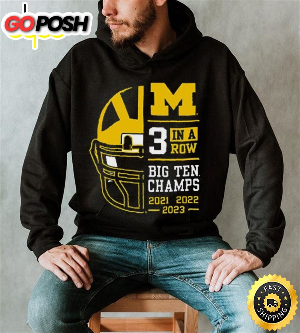 Michigan Wolverines Mens 2025 Back To Back 3x Conference Champions Shirt.