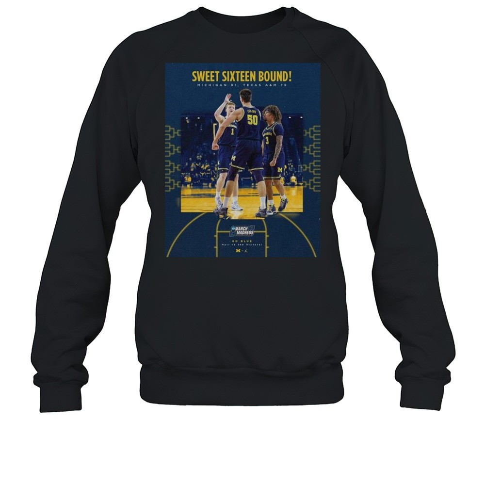 Michigan Wolverines Mens Basketball Win 97-79 Texas AM Final Score NCAA March Madness 2025 T-shirt