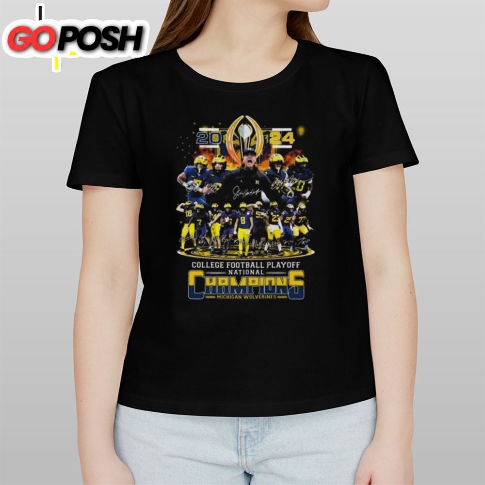 Michigan Wolverines Team Football 2025 College Football Playoff National Champions Signatures Shirt