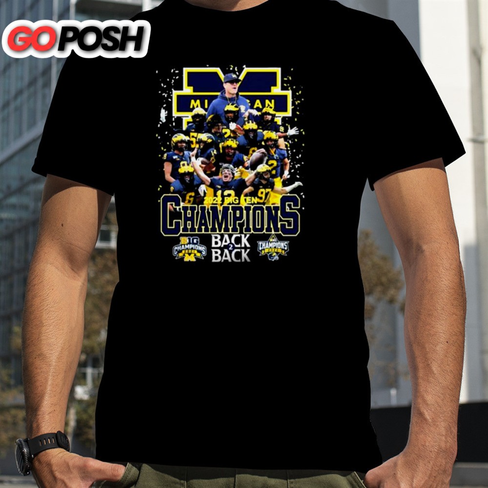 Michigan Wolverines Team Football Back 2 Back 2025 Big Ten Champions T-shirt