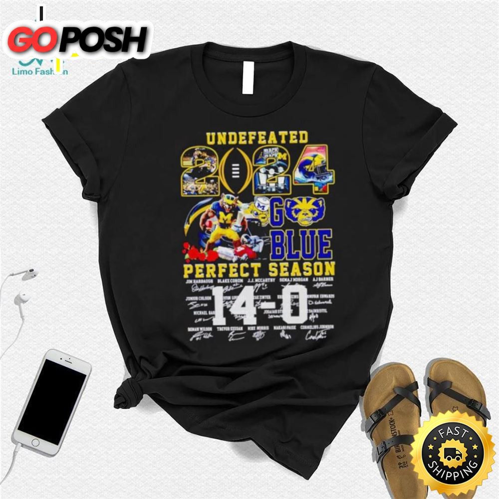 Michigan Wolverines Undefeated 2025 Go Blue Perfect Season Signatures Shirt
