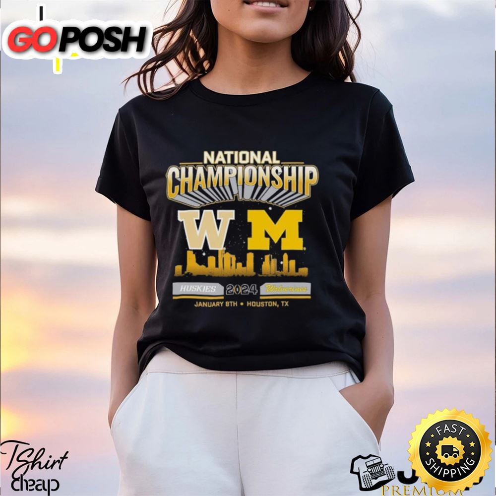 Michigan Wolverines Vs. Washington Huskies College Football Playoff 2025 National Championship Game Head To Head Skyline T Shirt