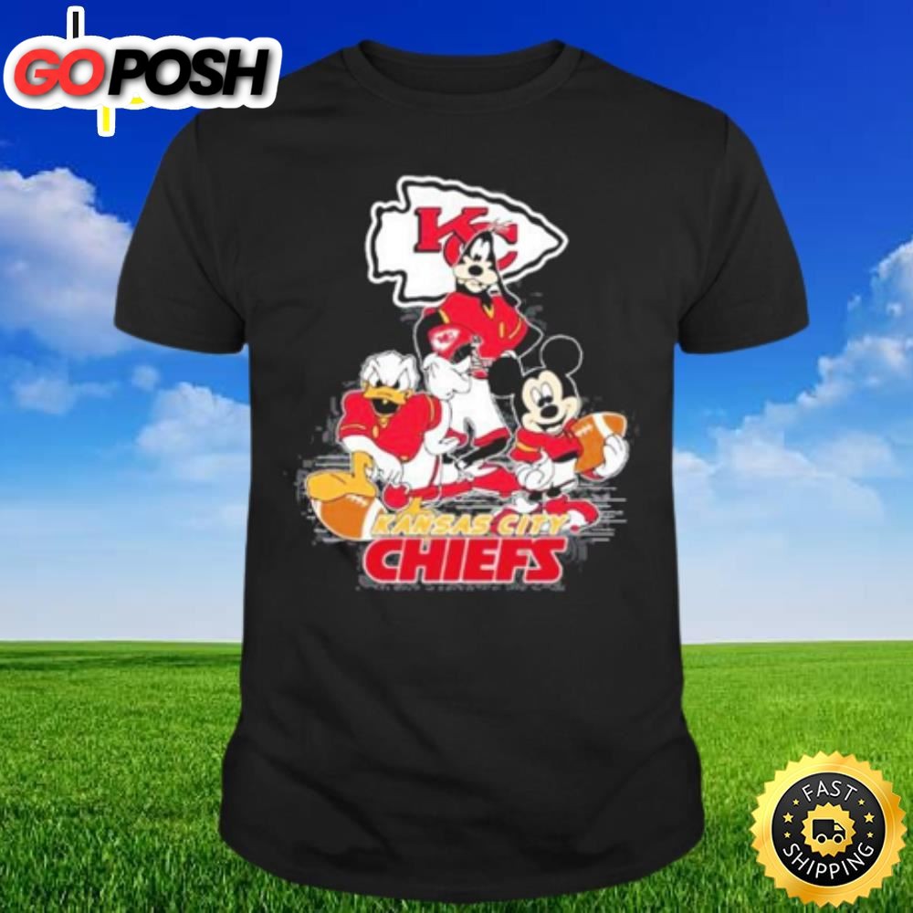 Mickey Mouse Goofy And Donald Duck Kansas City Chiefs 2025 T-shirt