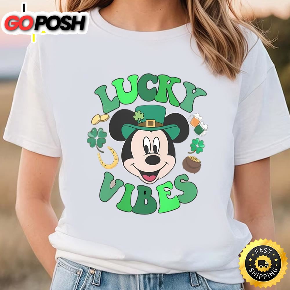Mickey Mouse Lucky Vibes Shirt, Mickey St Patricks Day