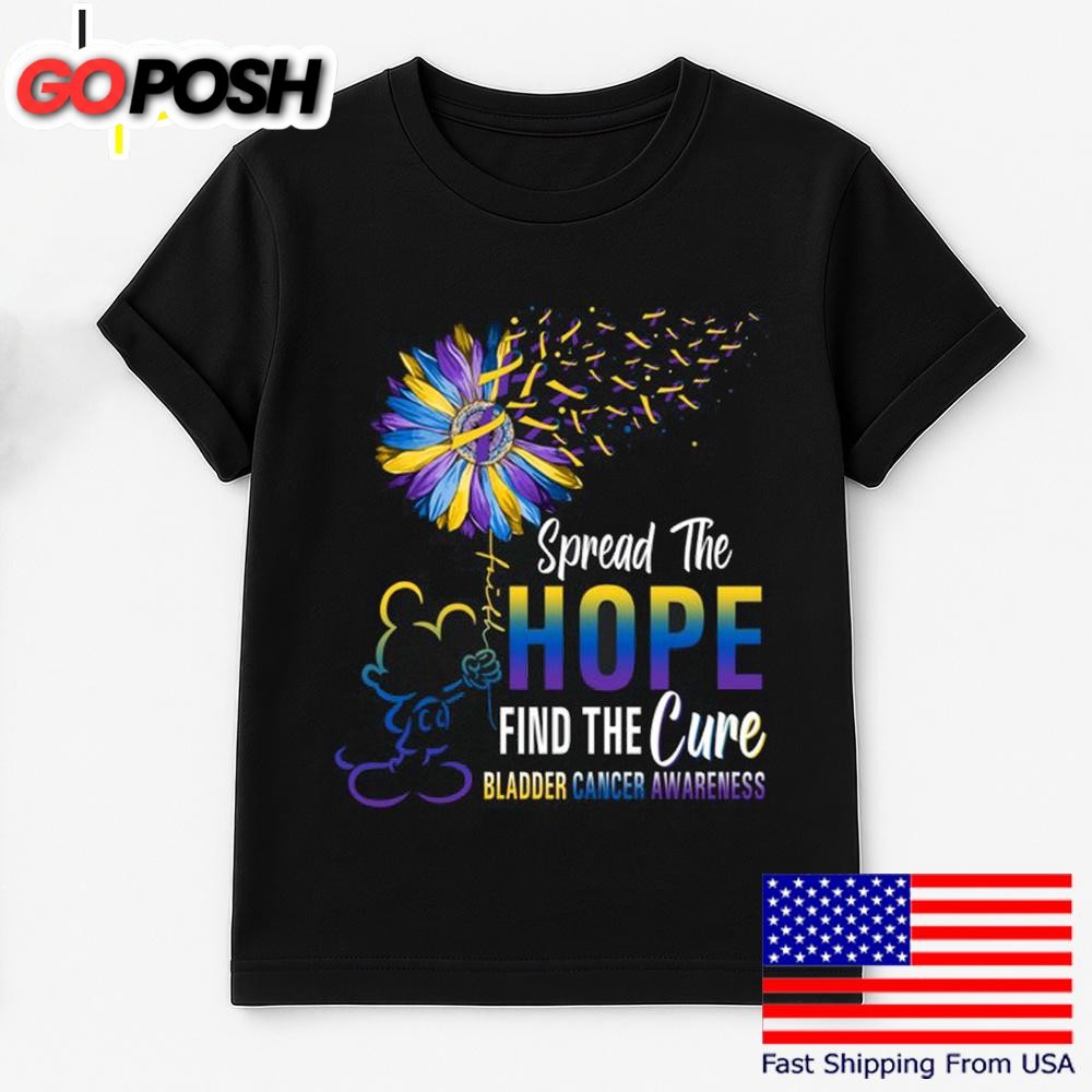 Mickey Mouse Spread The Hope Find The Cure Bladder Cancer Awareness T Shirt