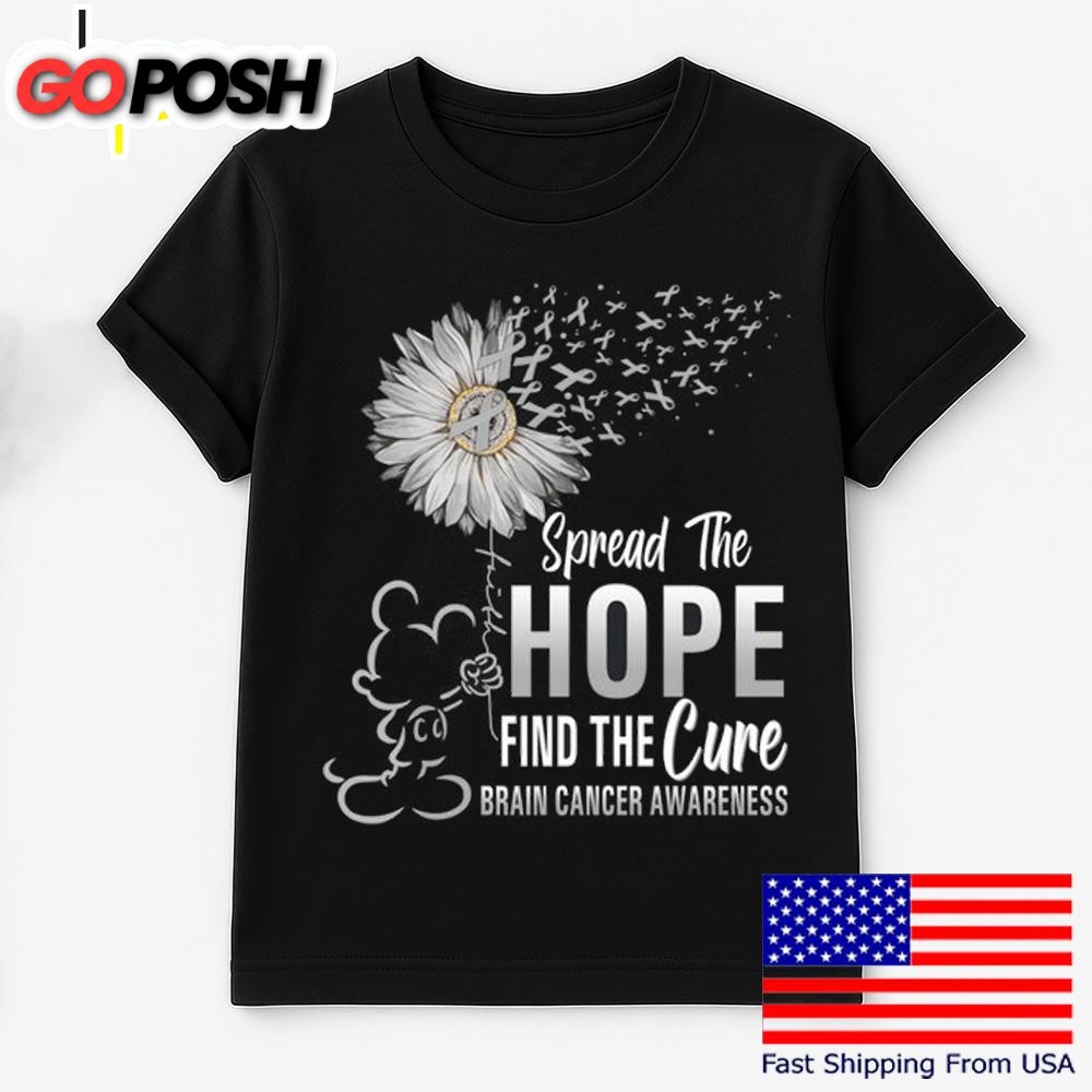 Mickey Mouse Spread The Hope Find The Cure Brain Cancer Awareness T Shirt