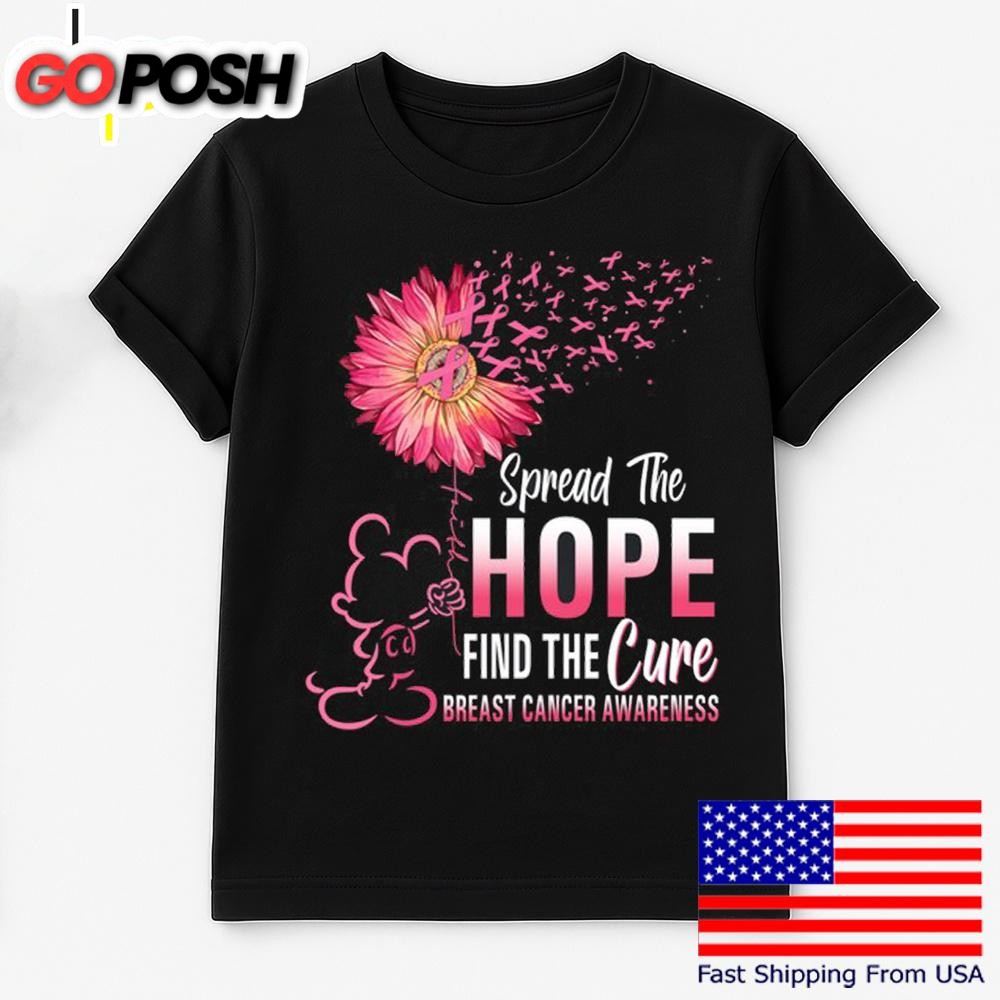 Mickey Mouse Spread The Hope Find The Cure Breast Cancer Awareness T Shirt