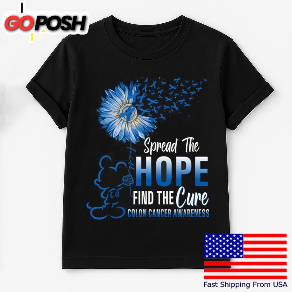 Mickey Mouse Spread The Hope Find The Cure Colon Cancer Awareness T Shirt