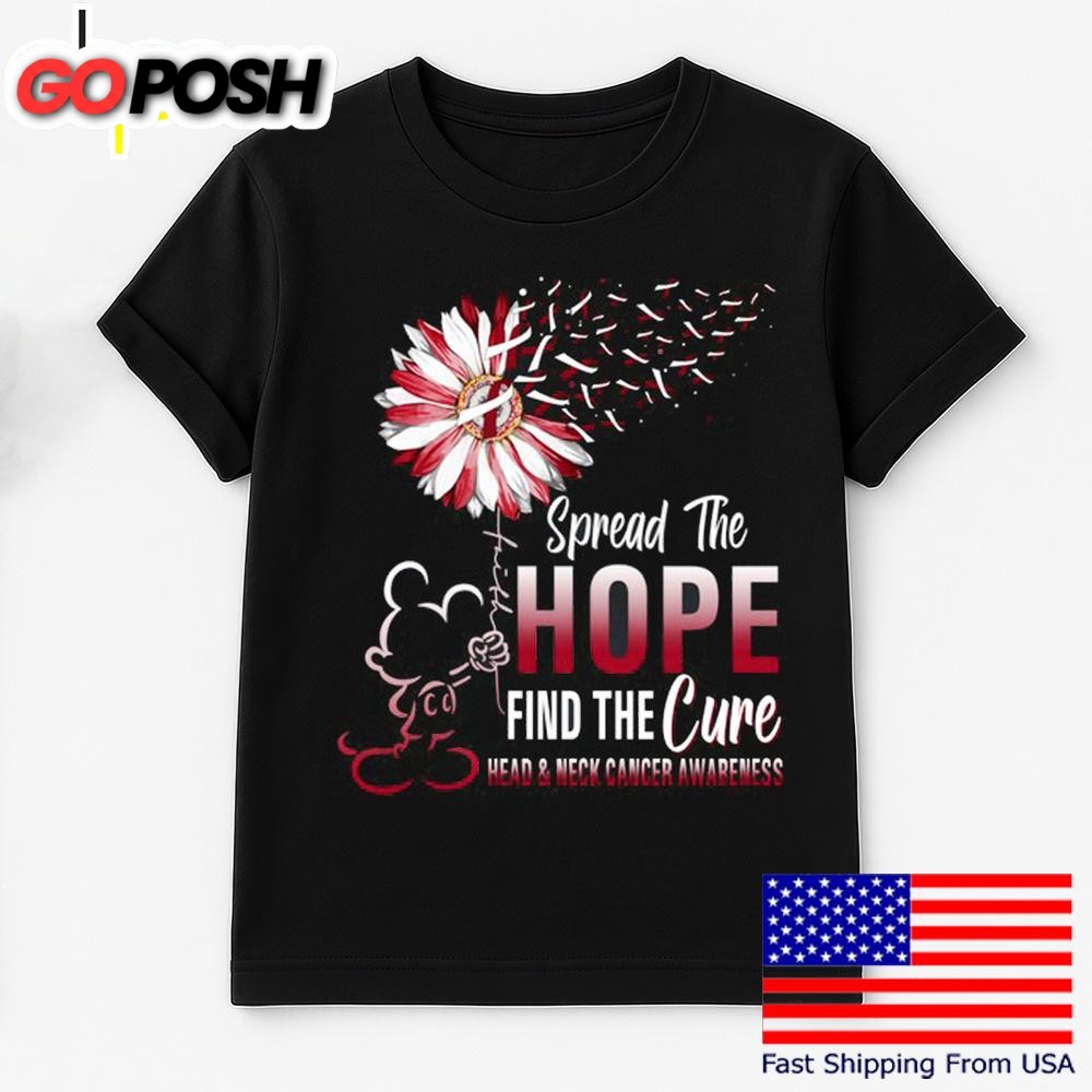 Mickey Mouse Spread The Hope Find The Cure Head And Neck Cancer Awareness T Shirt