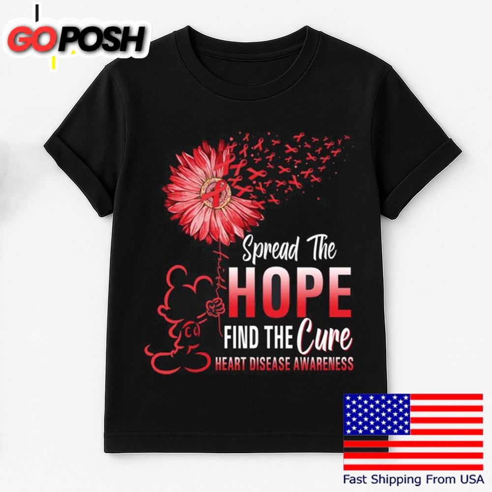 Mickey Mouse Spread The Hope Find The Cure Heart Disease Cancer Awareness T Shirt