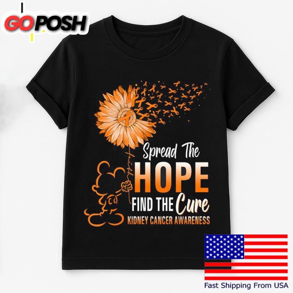 Mickey Mouse Spread The Hope Find The Cure Kidney Cancer Awareness T Shirt
