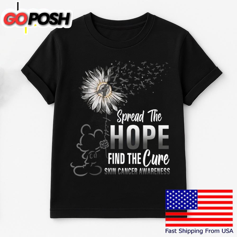 Mickey Mouse Spread The Hope Find The Cure Skin Cancer Awareness T Shirt
