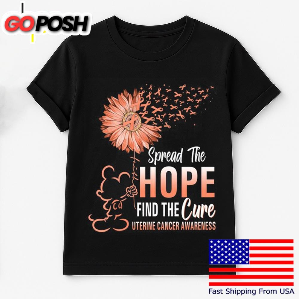 Mickey Mouse Spread The Hope Find The Cure Uterine Cancer Awareness T Shirt