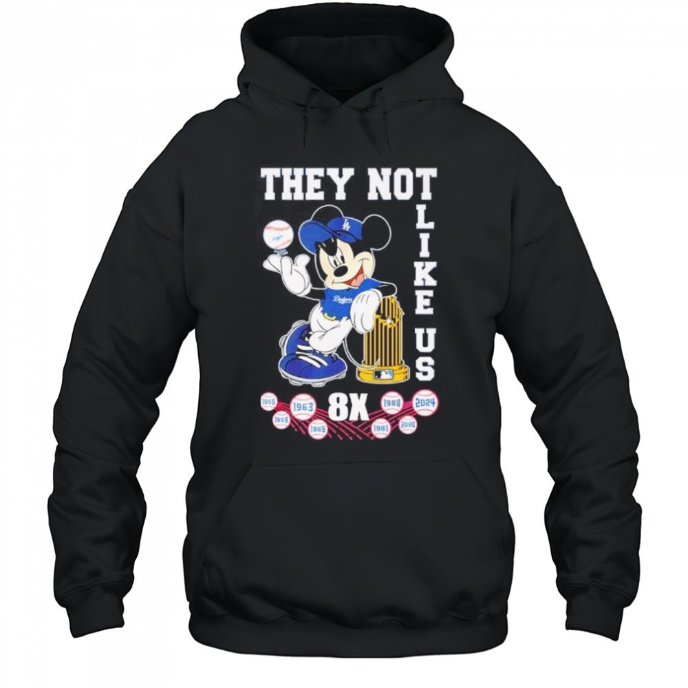 Mickey x Los Angeles Dodgers they not like us 8X champions shirt