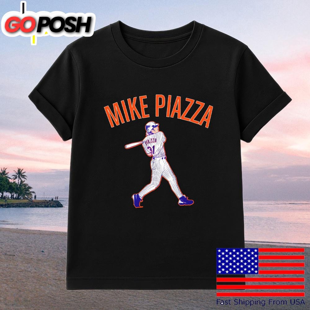 Mike Piazza Swing Baseball Jersey New York Slugger Hit Pose T-Shirt