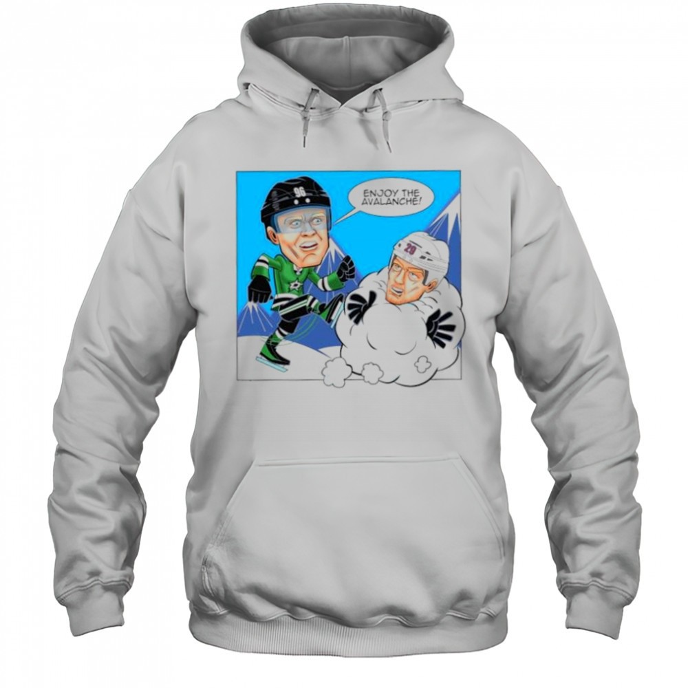 Mikko Rantanen Dallas Stars kick Nathan MacKinnon Colorado Avalanche cartoon shirt