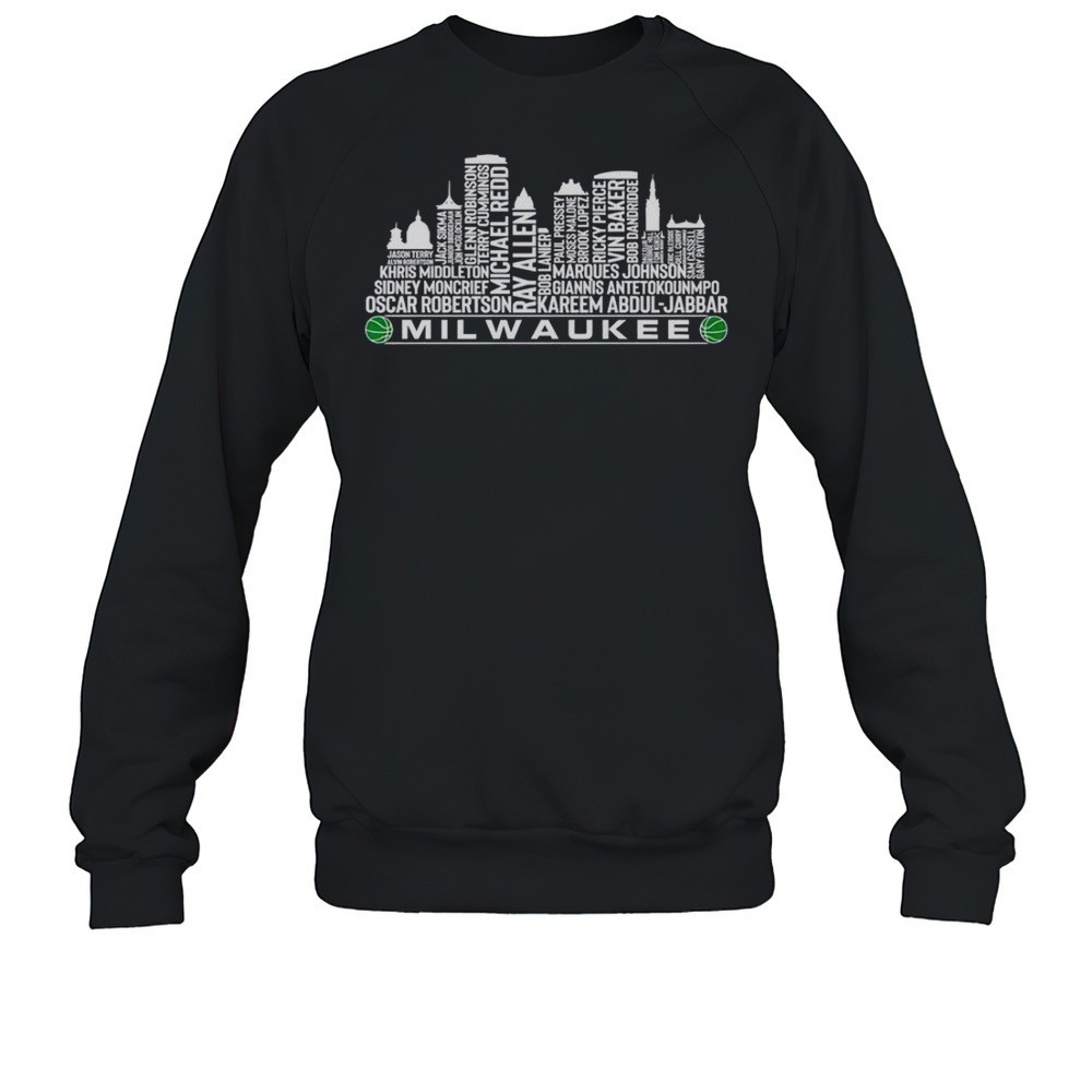 Milwaukee Basketball Team All Time Legends Milwaukee City Skyline T-Shirt