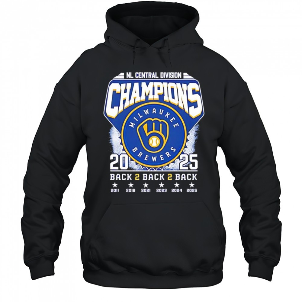 Milwaukee Brewers 2025 NL Central Division Champions back 2 back 2 back shirt