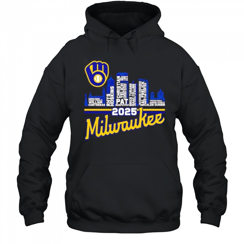 Milwaukee Brewers 2025 skyline name shirt