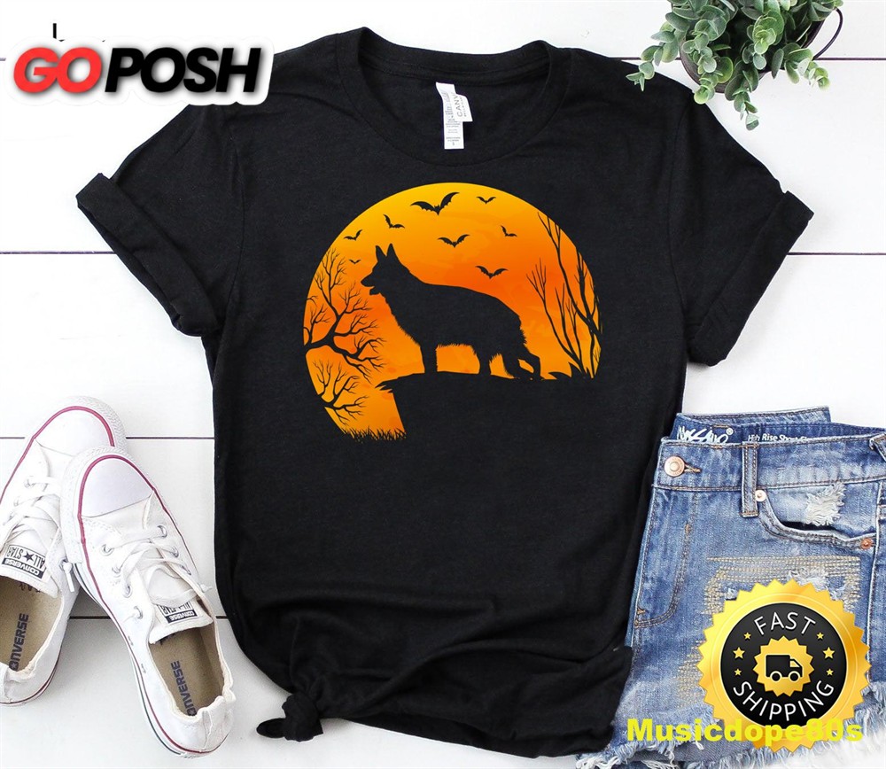 Miniature German Shepherd Moon Halloween Costume Dog Owner T-shirt
