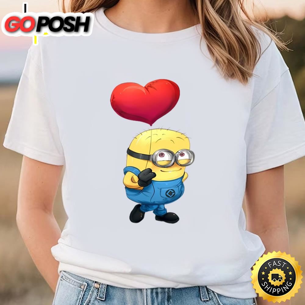 Minion With Heart Bubbles Valentines Day T-shirt