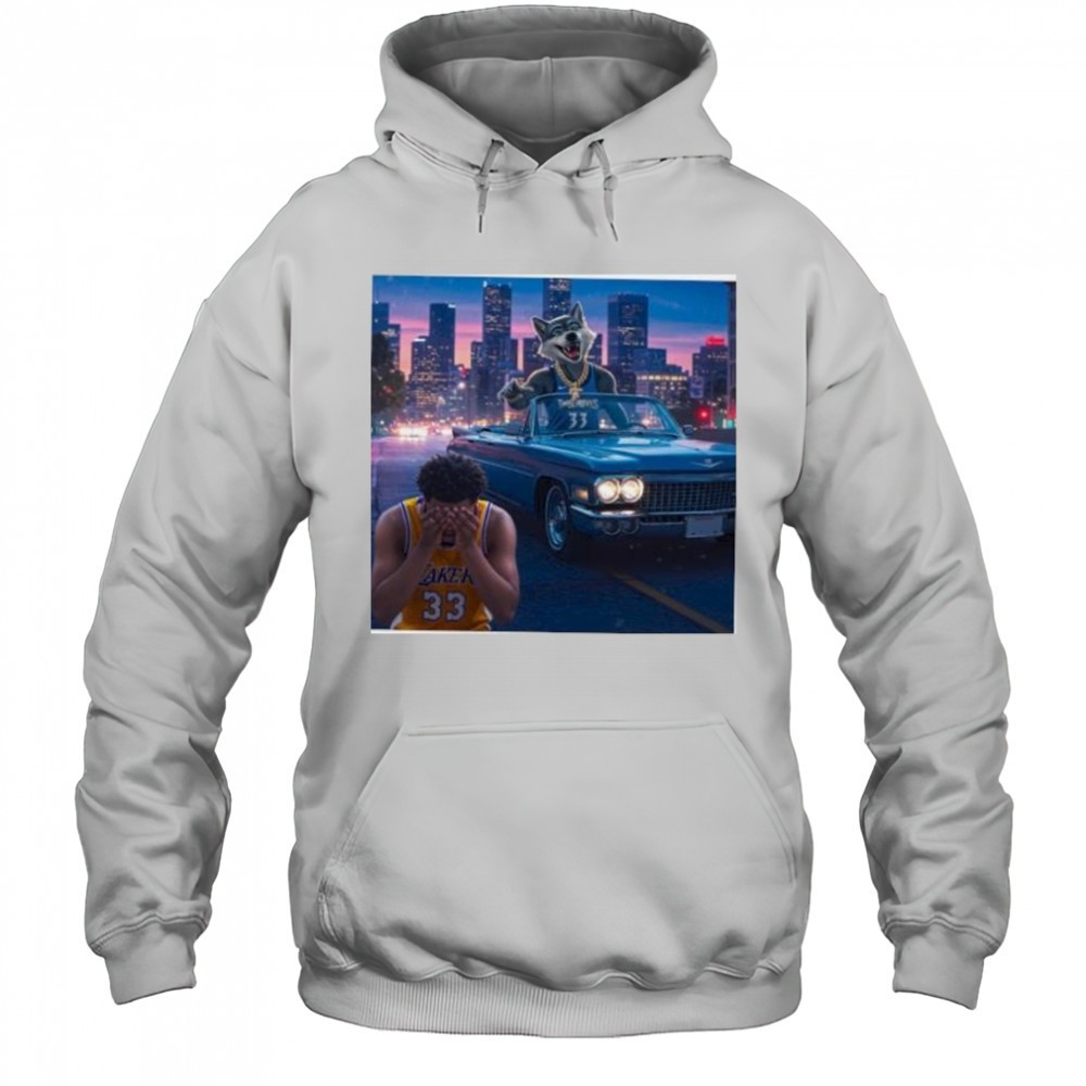 Minnesota Timberwolves beat Los Angeles Lakers skyline mascot shirt