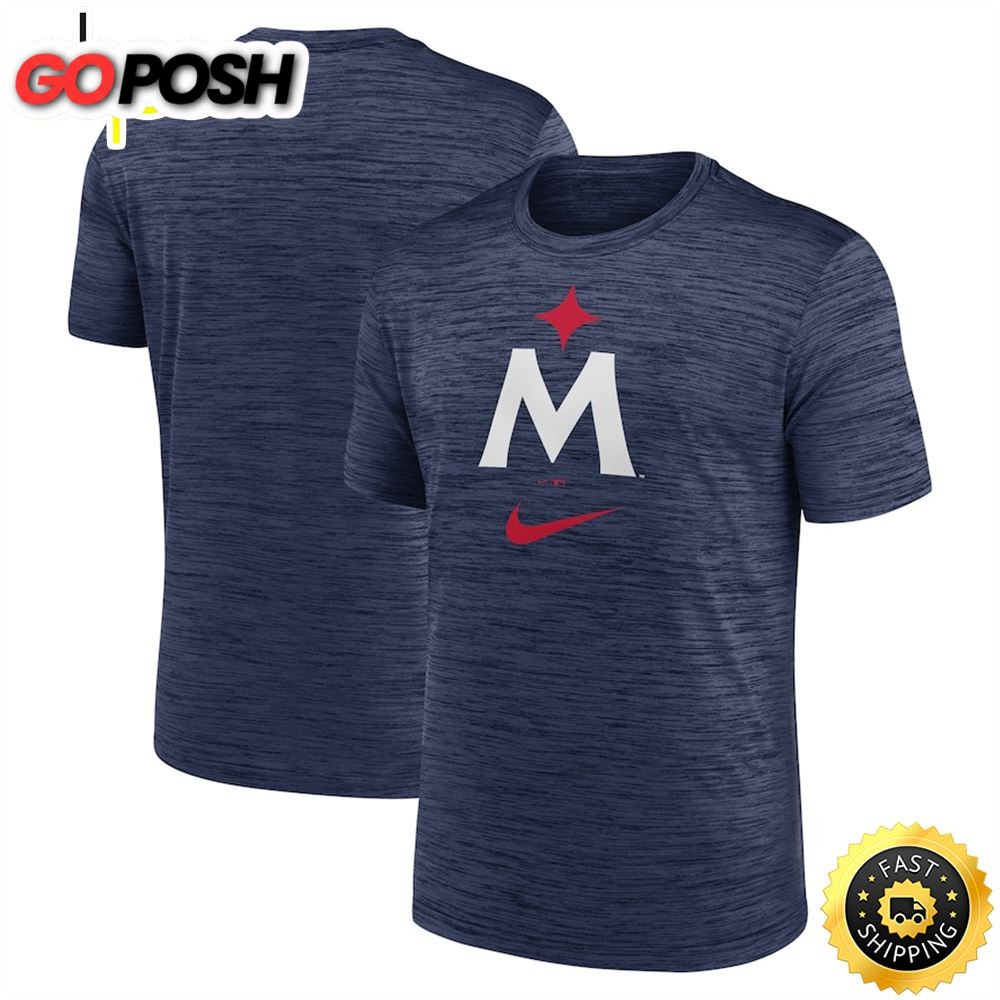 Minnesota Twins 2025 Logo Velocity Performance Navy T-shirt