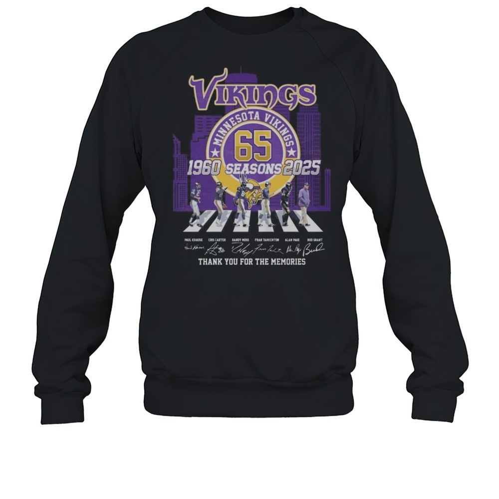 Minnesota Vikings 65 Seasons 1960-2025 Thank You For The Memories Signatures Walking Shirt