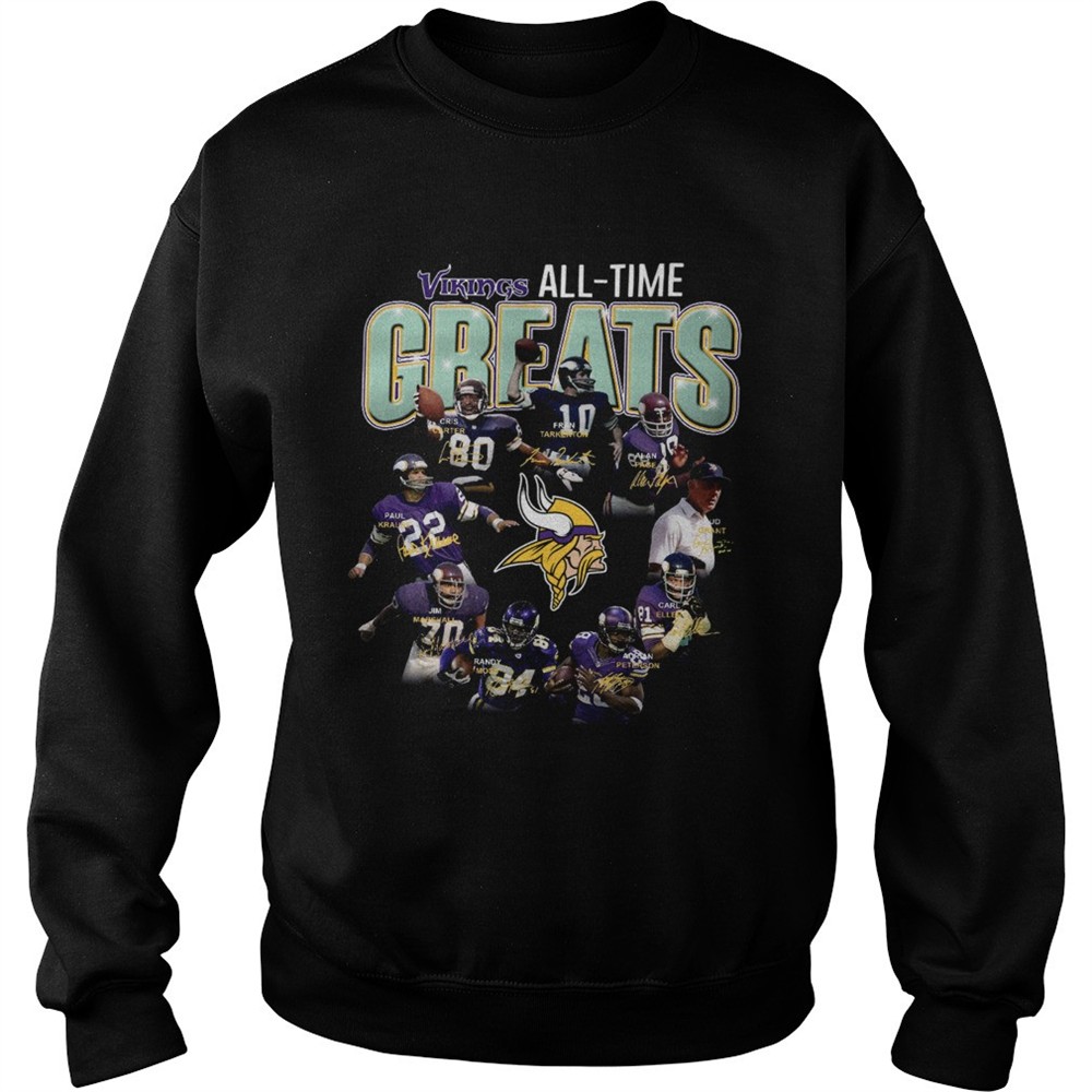 Minnesota Vikings all time great players signatures shirt