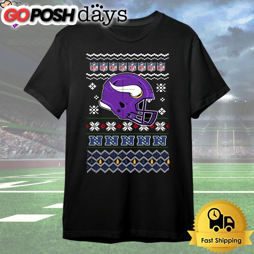 Minnesota Vikings Helmet Team Christmas T Shirt
