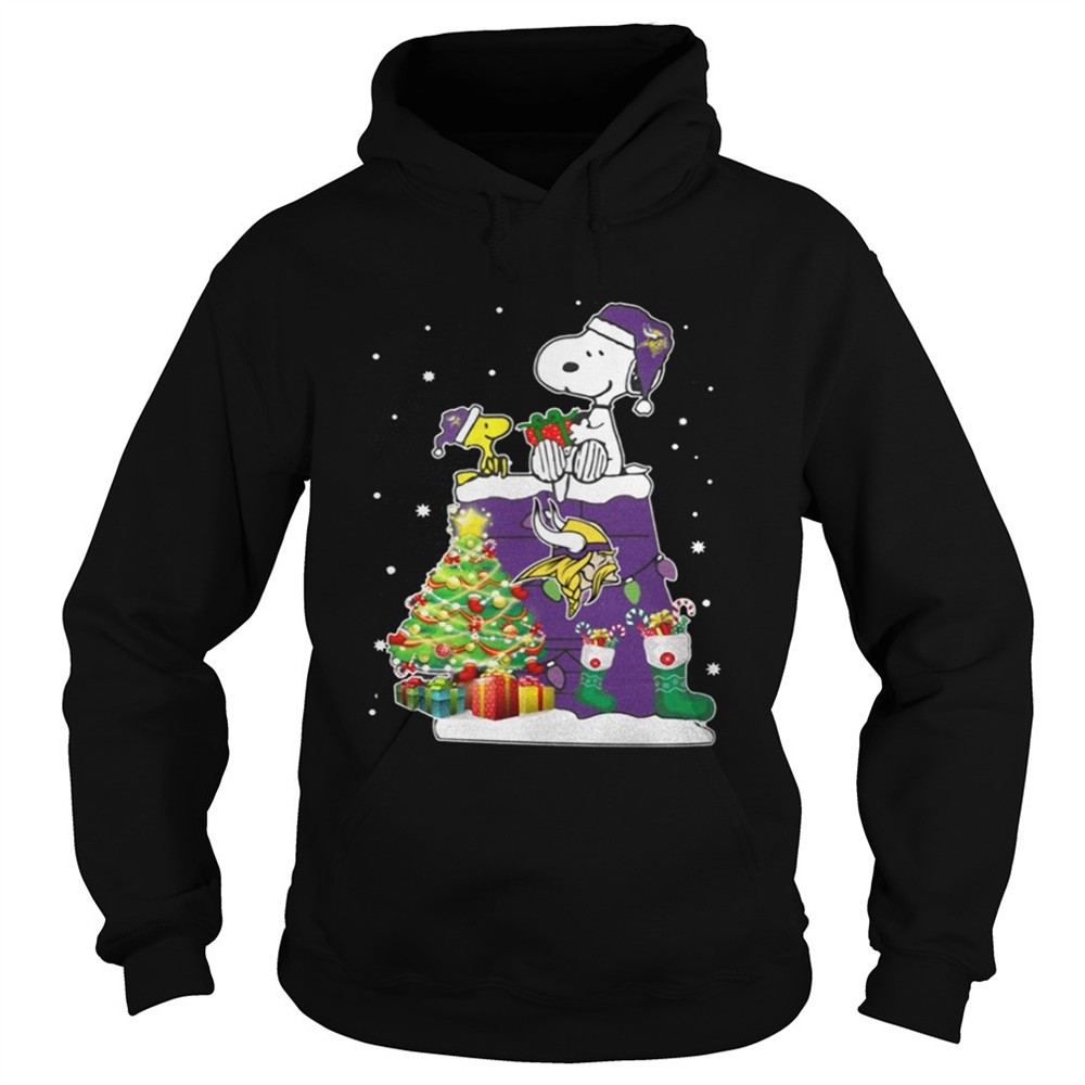 Minnesota Vikings Snoopy and Woodstock Christmas tree shirt