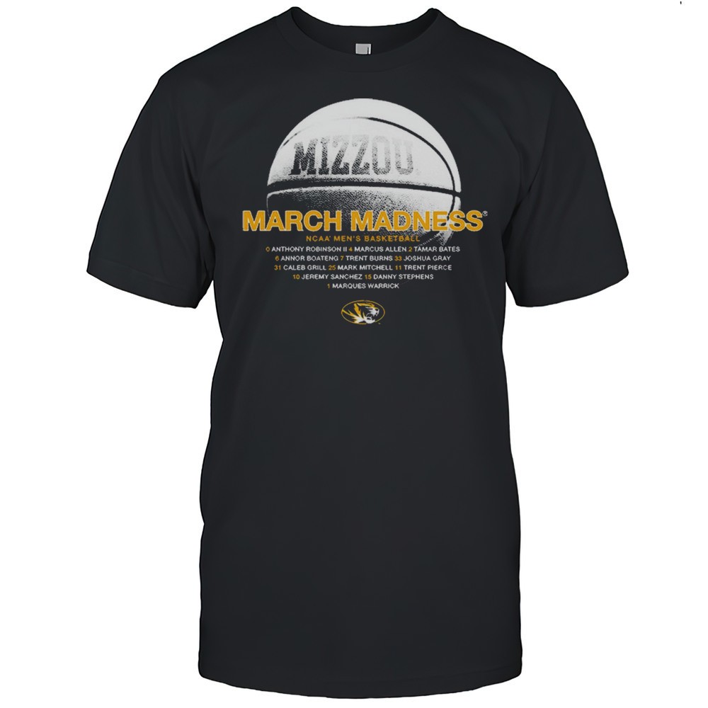 missouri-tigers-ncaa-mens-basketball-march-madness-2025-anthony-robinson-marcus-9nv9u12m Missouri Tigers NCAA Mens Basketball March Madness 2025 Anthony Robinson Marcus Allen Tamar Bates Roster T-shirt