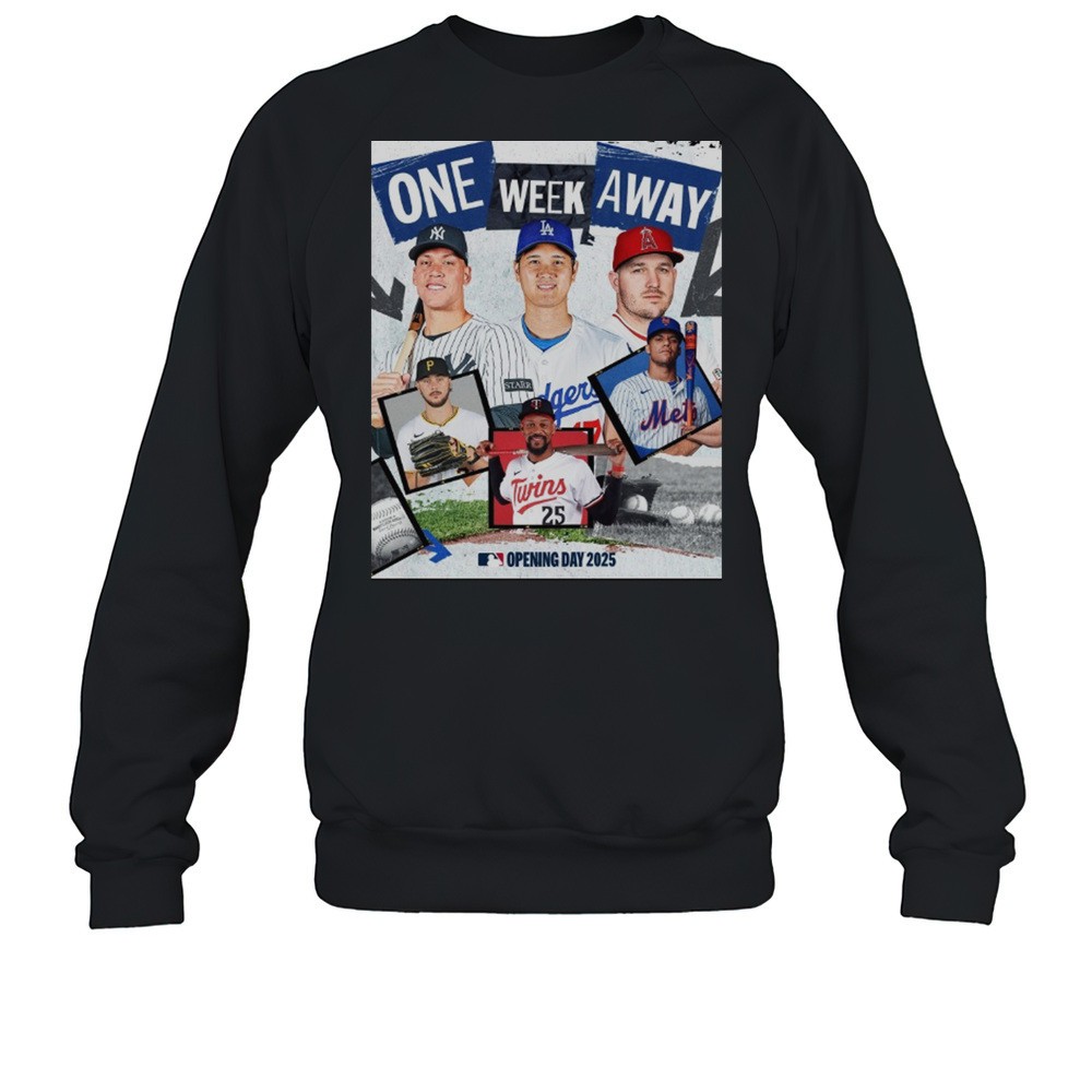 MLB One Week Away Opening Day 2025 Mike Trout Shohei Ohtani Paul Skenes Byron Buxton Juan Soto Poster T-shirt