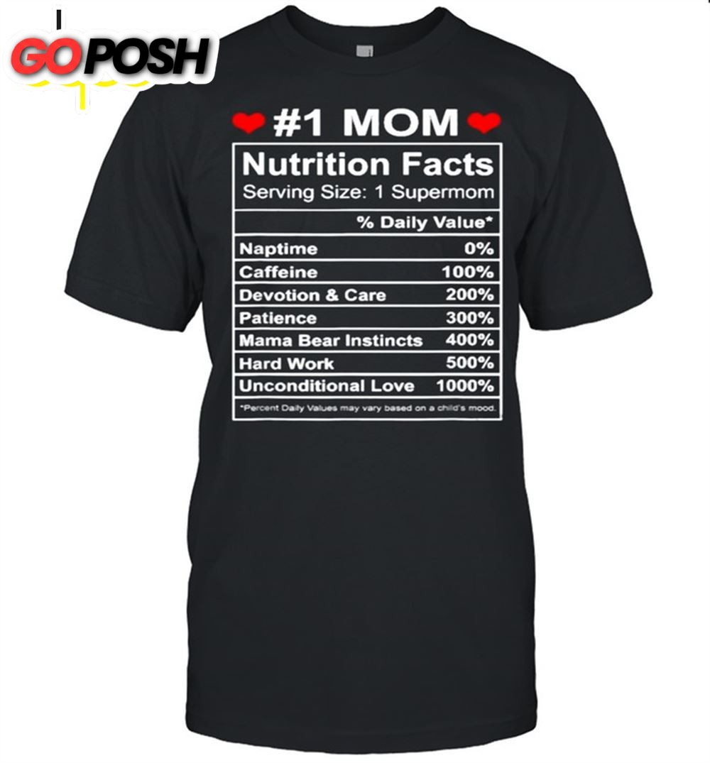 Mom Nutrition Facts For Mothers Day Shirt