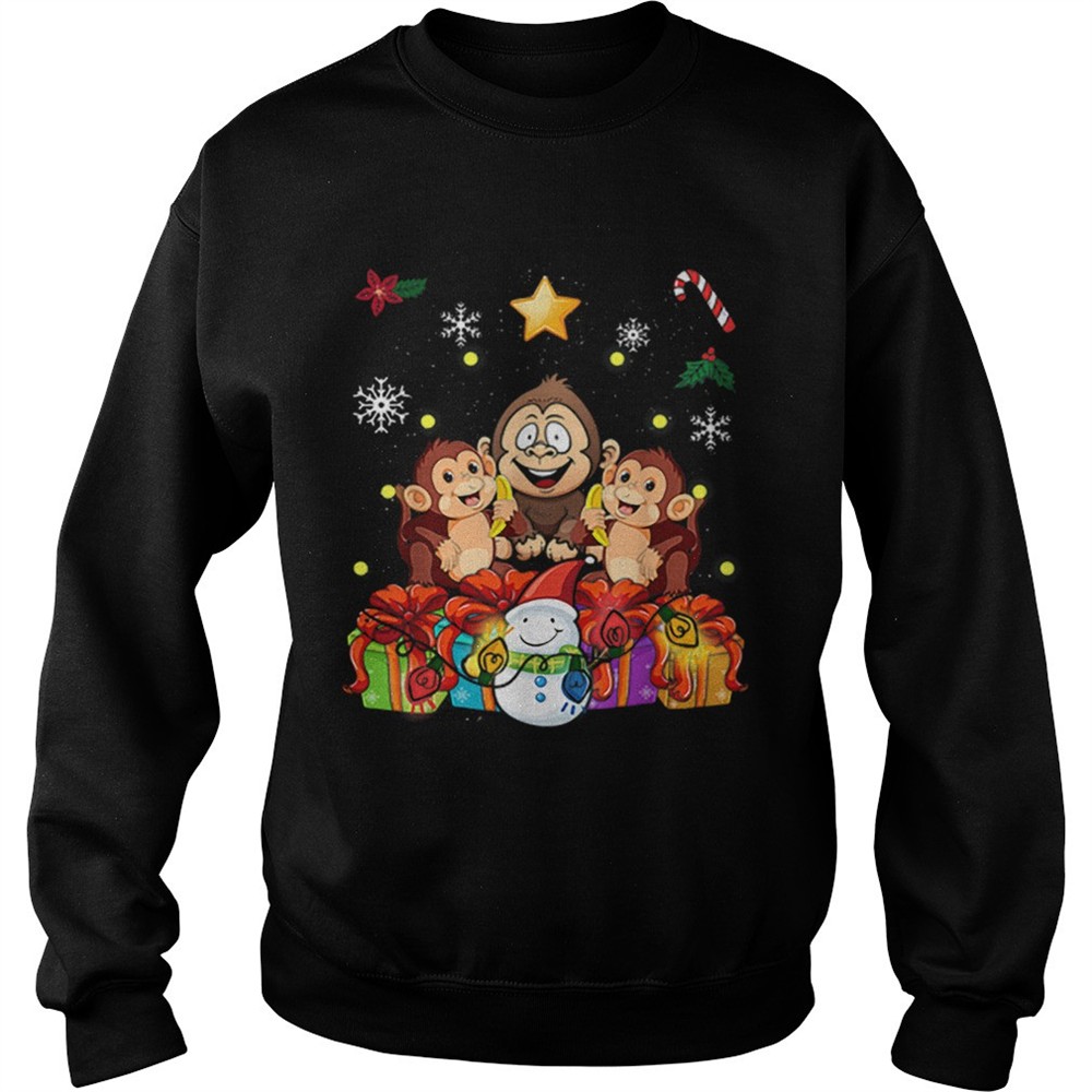 Monkey Christmas Tree Cute Decor shirt