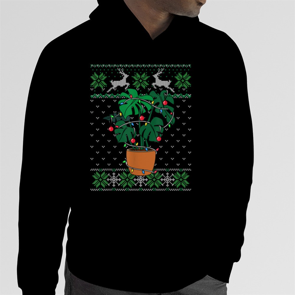 Monstera Ugly Christmas Style Plants T-Shirt B0BMB3FFTQ