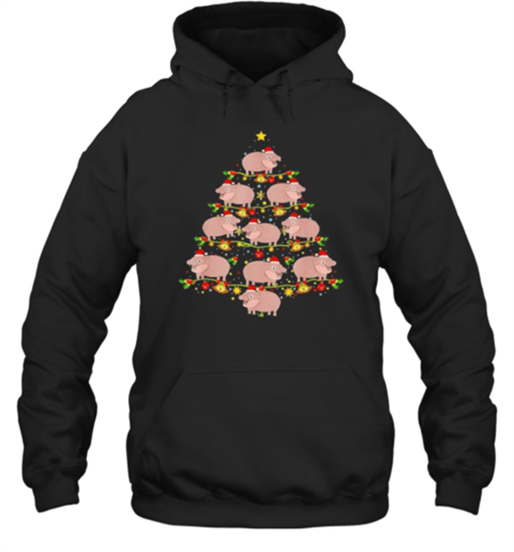 Moo Deng Christmas Tree Funny Christmas Cute Moo Deng T-Shirt