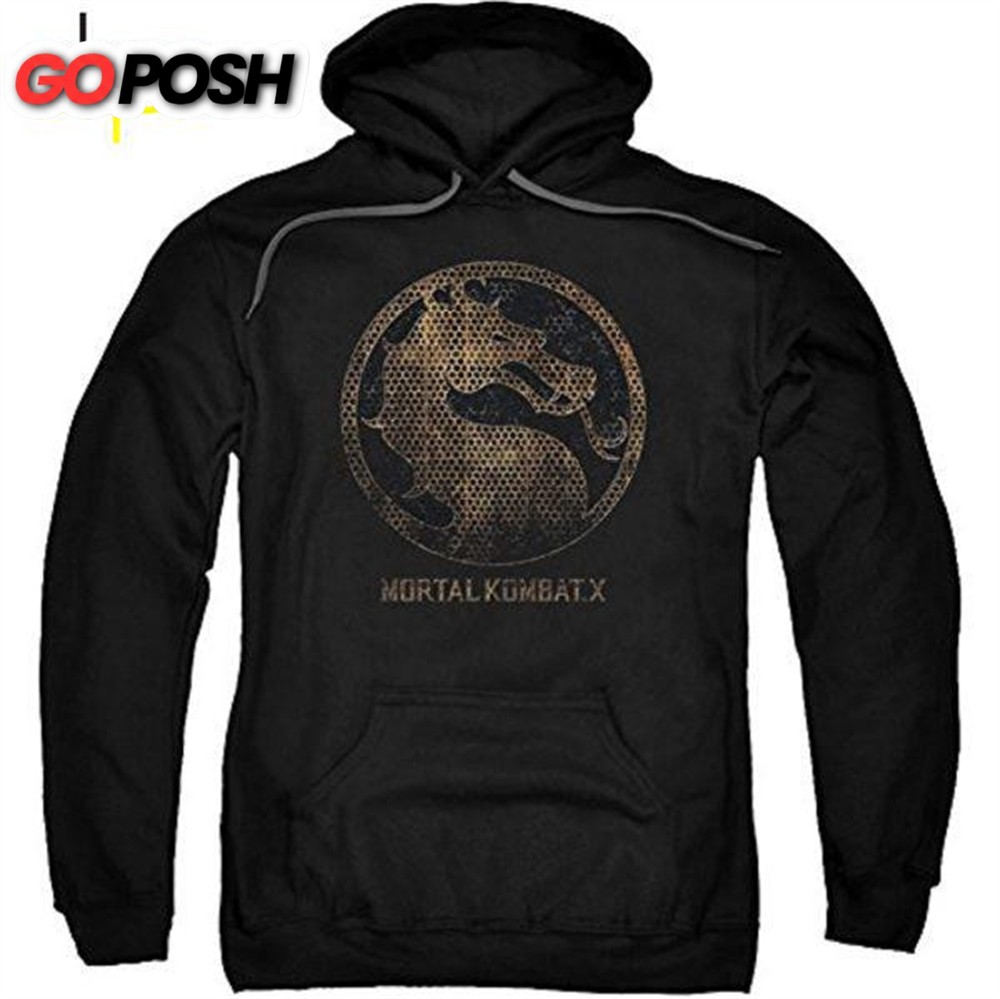 Mortal Kombat Hoodie – Metal Seal Game Logo 3D Print Black Pullover Drawstring Hoodie
